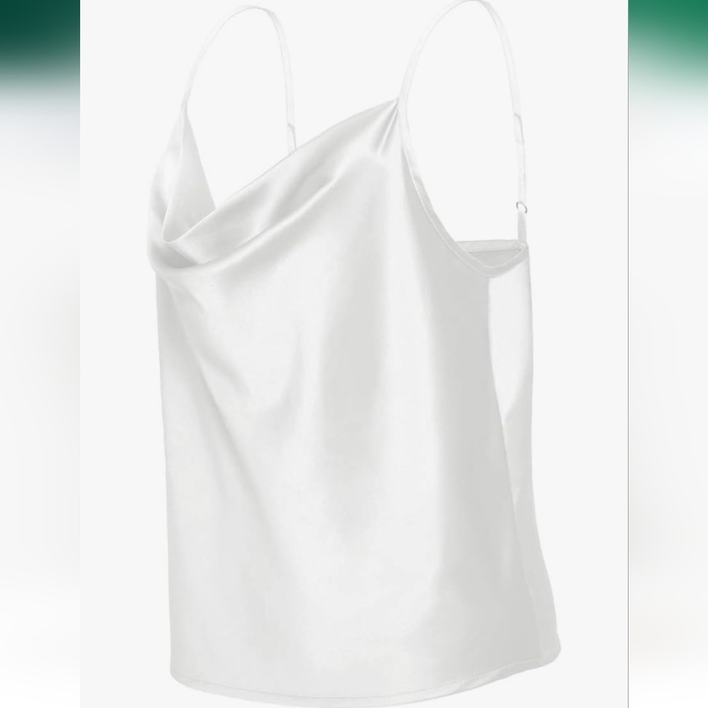 Elegant White Cowl Neck Camisole Top - Picture 2 of 4